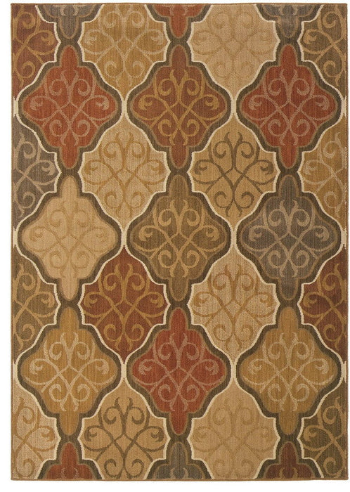 Oriental Weavers Kasbah 3832C Area Rug, Orange/Gold, 7'8"x10'10" Rectangle