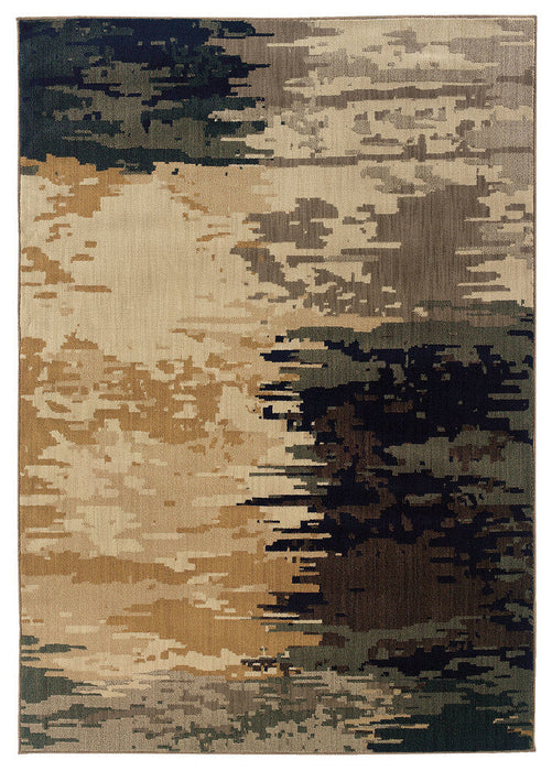 Oriental Weavers Kasbah 3859D Abstract Area Rug, Blue/Ivory, 6'7"x9'6" Rectangle