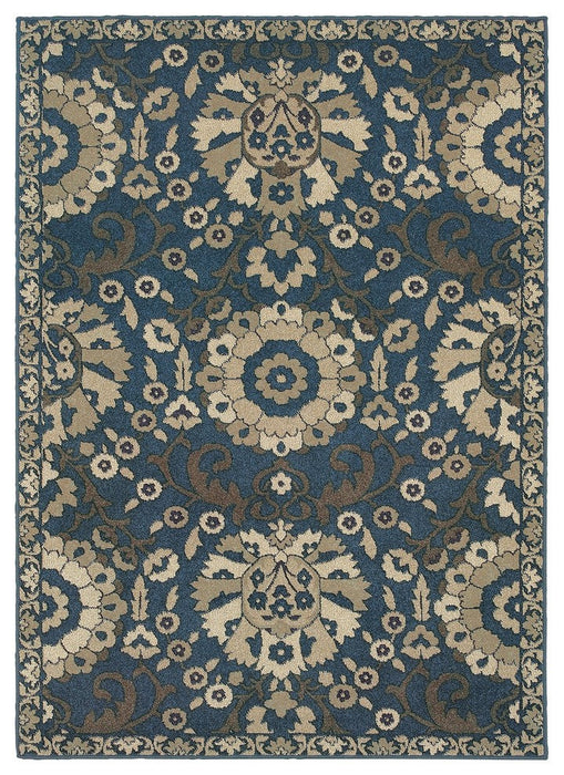 Oriental Weavers Highlands 6682A Medallion Area Rug, Midnight/Beige 9'10"x12'10"