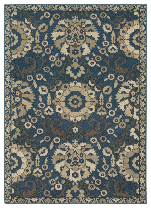 Oriental Weavers Highlands 6682A Medallion Area Rug, Midnight/Beige, 6'7"x9'6"
