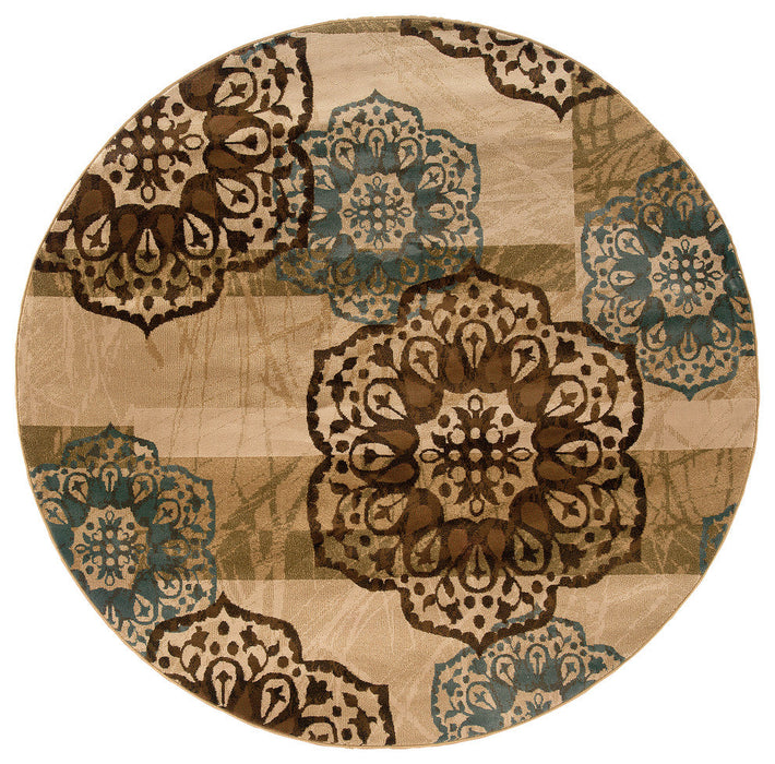 Oriental Weavers Hudson 2797C Beige/Blue Floral Area Rug, 7'8" Round