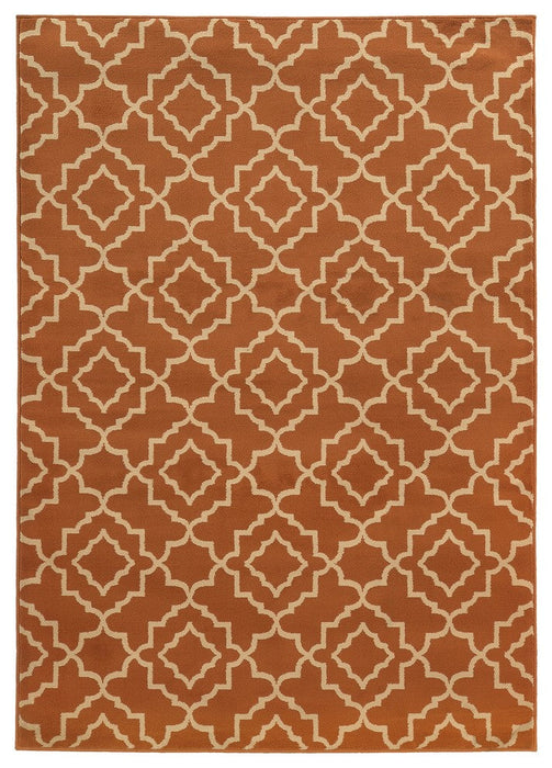 Oriental Weavers Ella 5185F Geometric Area Rug, Orange/Beige, 1'10"x3'3"