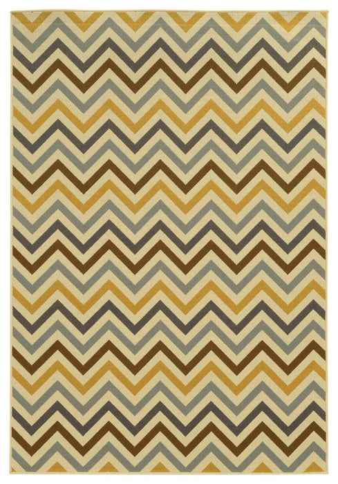 Oriental Weavers Riviera 4593A Geometric Area Rug, Gray/Gold, 6'7"x9'6"