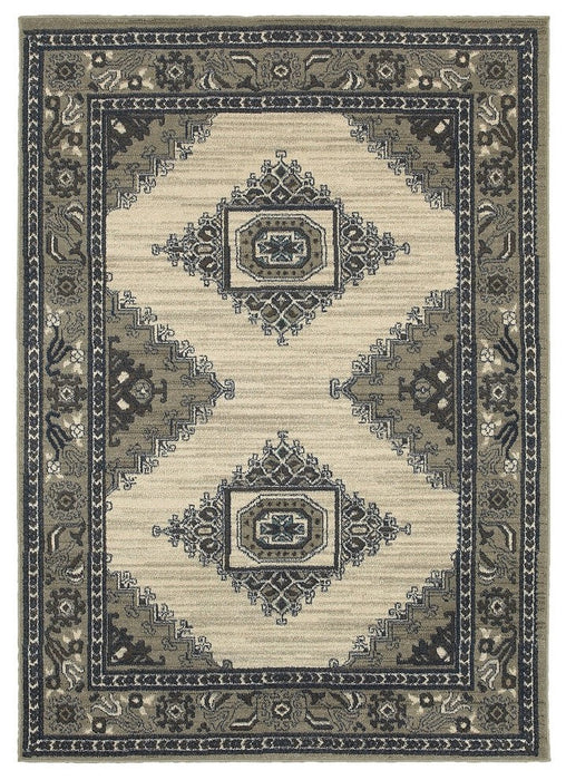 Oriental Weavers Highlands 6658B Medallion Area Rug Beige/Gray, 2'3"x7'6" Runner