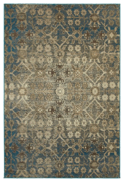 Oriental Weavers Pasha Beige/Blue Floral 8020L Area Rug, Rectangular 1'10"x3'