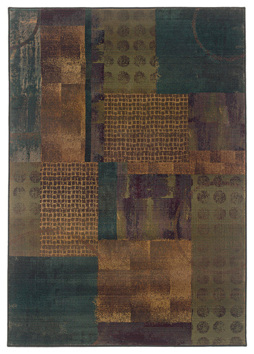 Oriental Weavers Kharma II 703X4 Geometric Area Rug, Blue/Green, 4'x5'9"