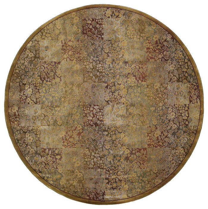 Oriental Weavers Generations 3435Y Green/Gold Floral Area Rug, 8' Round