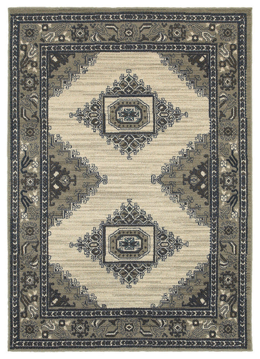Oriental Weavers Highlands 6658B Medallion Area Rug, Beige/Gray, 9'10"x12'10"