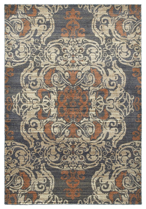 Oriental Weavers Pasha Blue/Rust 8022K Area Rug, 2'3"x7'6" Runner