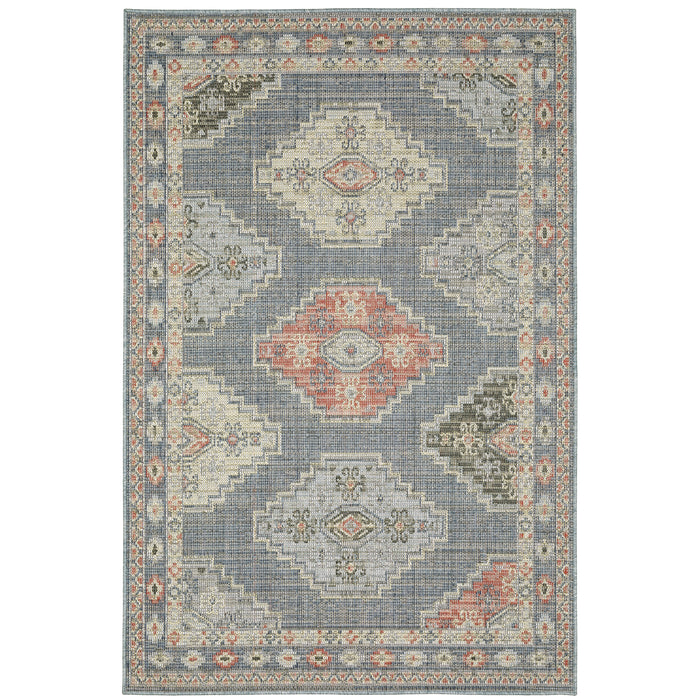 Cyprus 020B4 Blue/Salmon 1'10" x 7'6" Rug