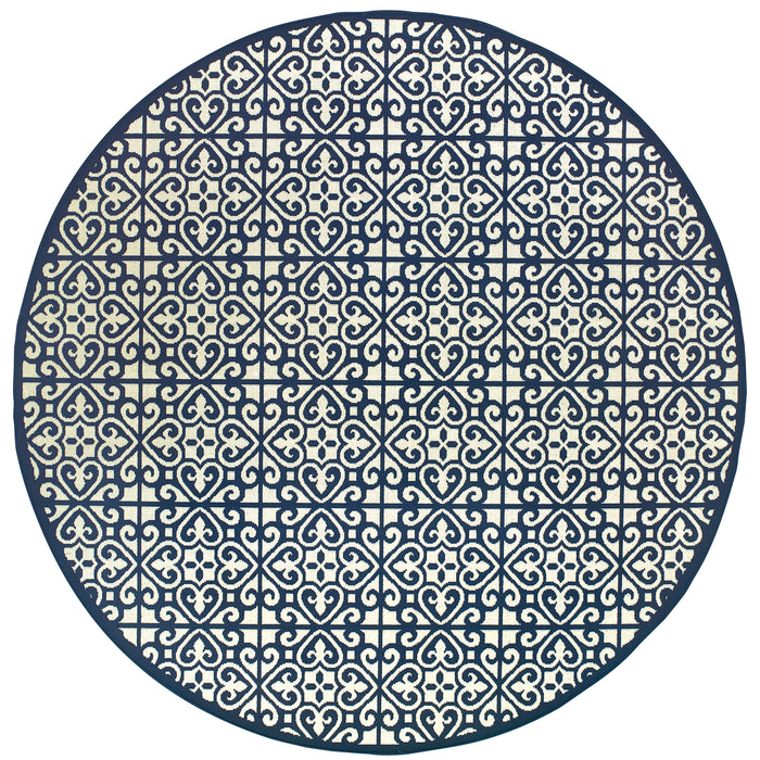 Marina 5927B Ivory/Navy 1'9" x 3'9" Rug
