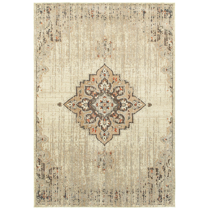 Pasha 072J2 Ivory/Brown 1'10" x 3' Rug