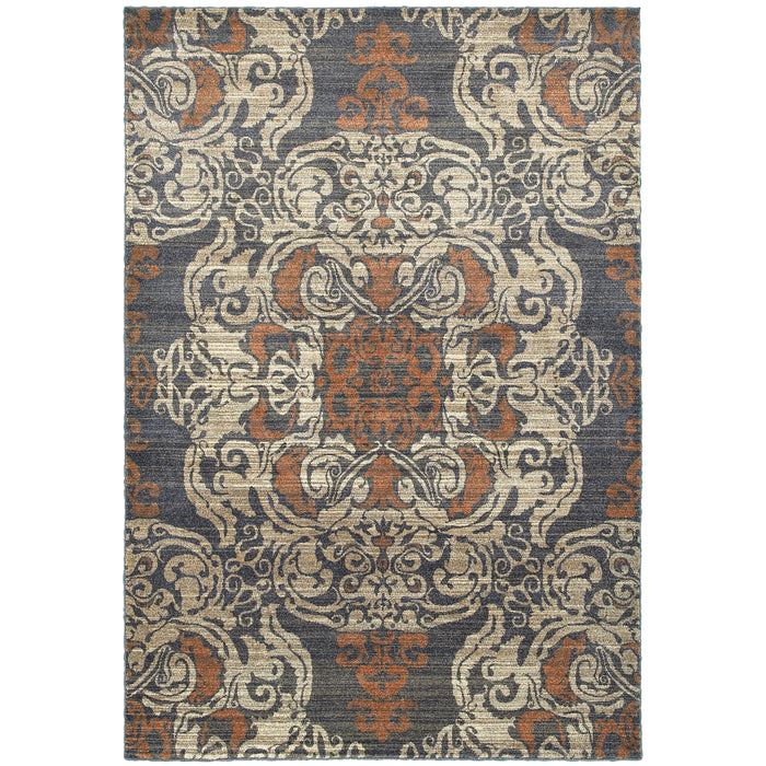 Pasha 8022K Blue/Rust 9'10" x 12'10" Rug