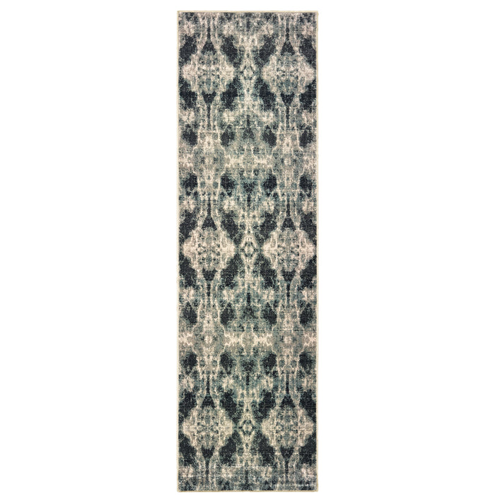 Raleigh 5507B Grey/Blue 1'10" x 3' Rug