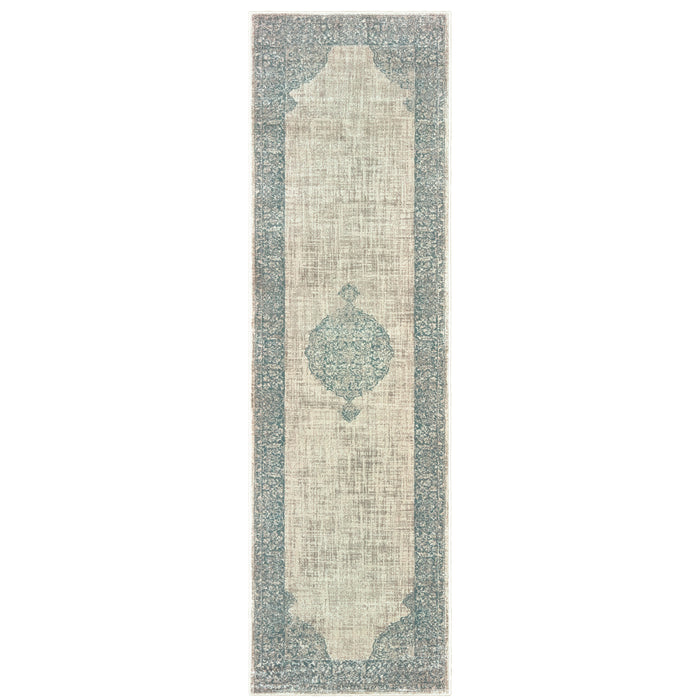 Raleigh 099J5 Ivory/Blue 1'10" x 3' Rug