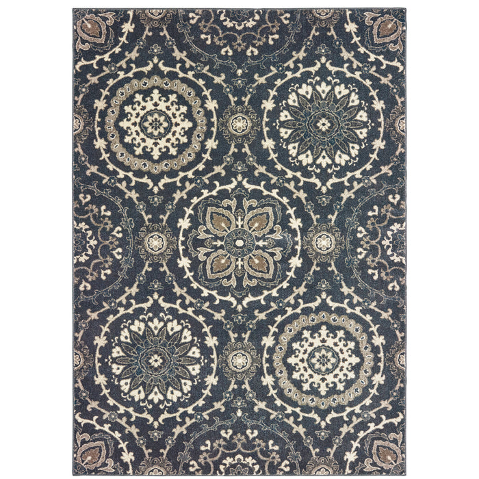 Richmond 008E3 Navy/Ivory 1'10" x 3' Rug