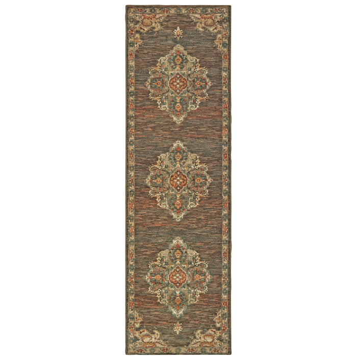 Toscana 9568C Charcoal/Orange 1'10" x 3' Rug