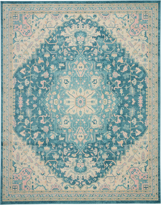 Nourison Tranquil TRA07 Ivory/Turquoise Area Rug